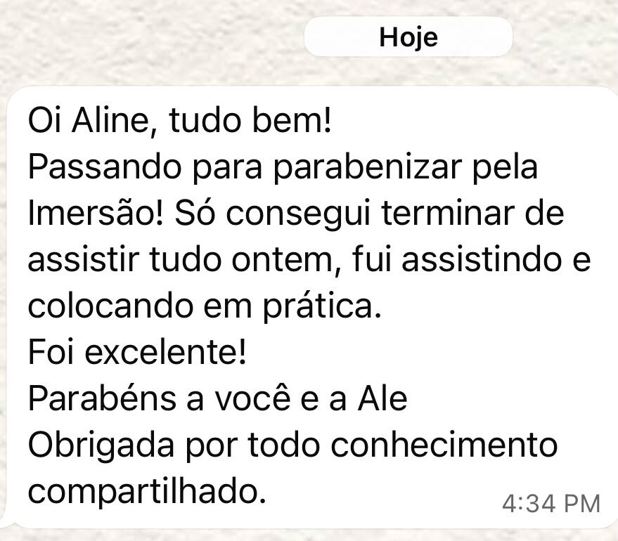 Depoimento de aluna: assistiu e foi colocando em prática, achou excelente